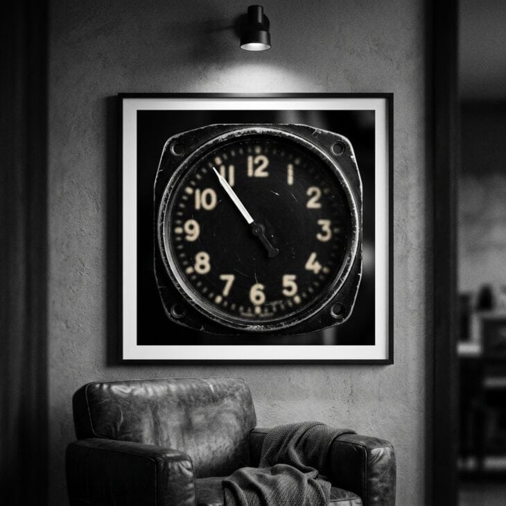 An enlarged instrument dial becomes bold graphic art when viewed out of its cockpit context.