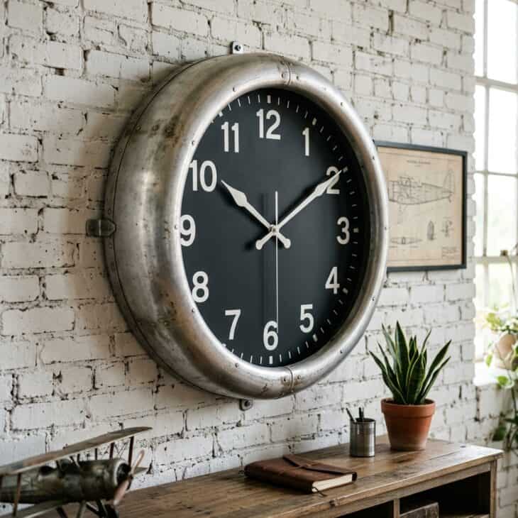 A cowling-ring clock turns engine hardware into a functional statement piece.