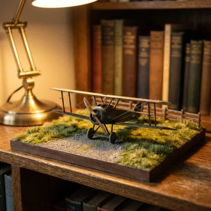 A small grass-field diorama gives a single model a whole scene.