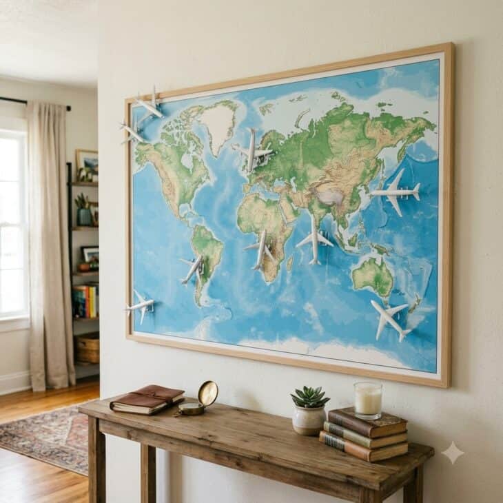 Pairing models with a world map ties each one to a trip.