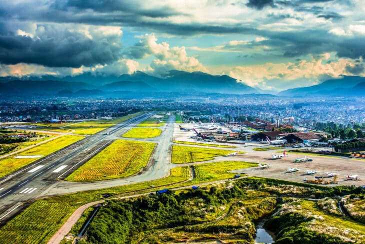 Aerial view of Tribhuvan International Airport
