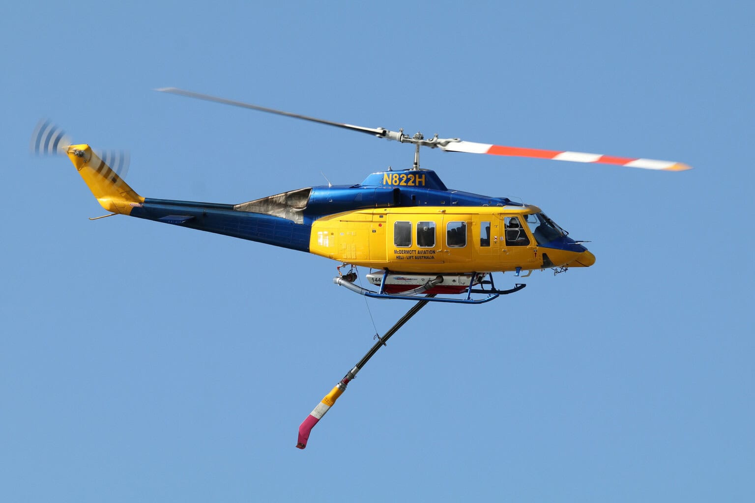 Bell 214ST McDermott Aviation firefighting helicopter over Corfu, Greece