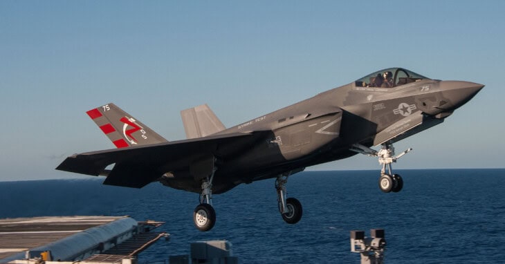F 35C launches from carrier