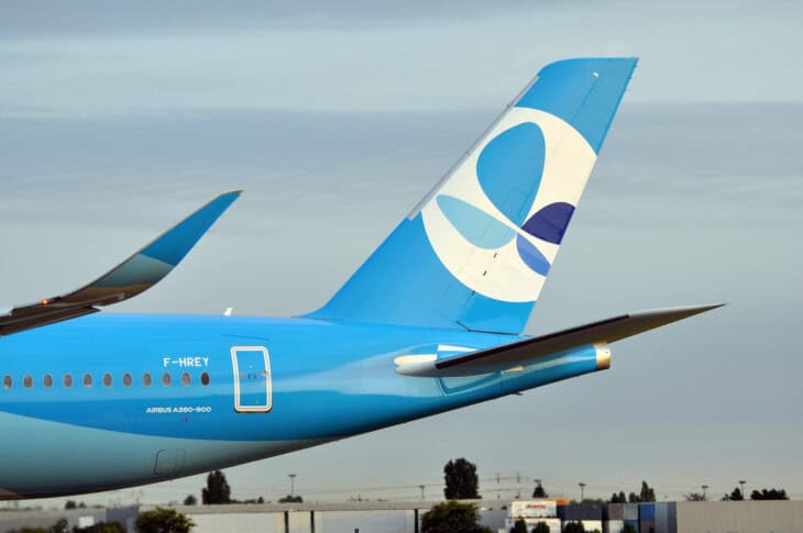 F HREY FrenchBee Airbus A350 900 – tail closeup