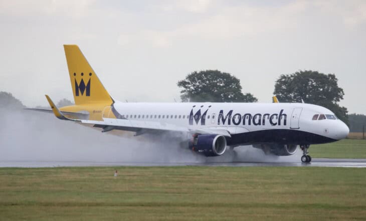 G-ZBAS Monarch Airlines Airbus A320-214 arriving in the rain