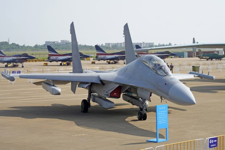 J-16D with electronic warfare pods on display