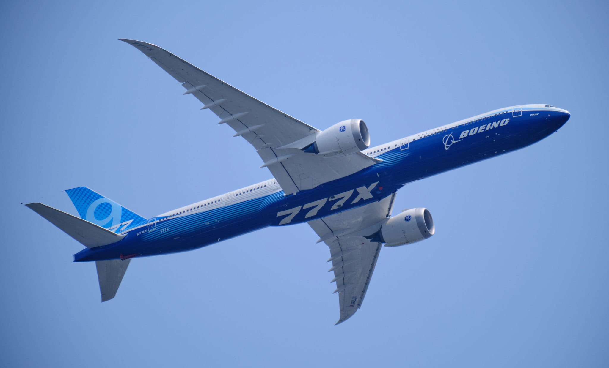 Boeing 777-9 test aircraft N779XW in flight