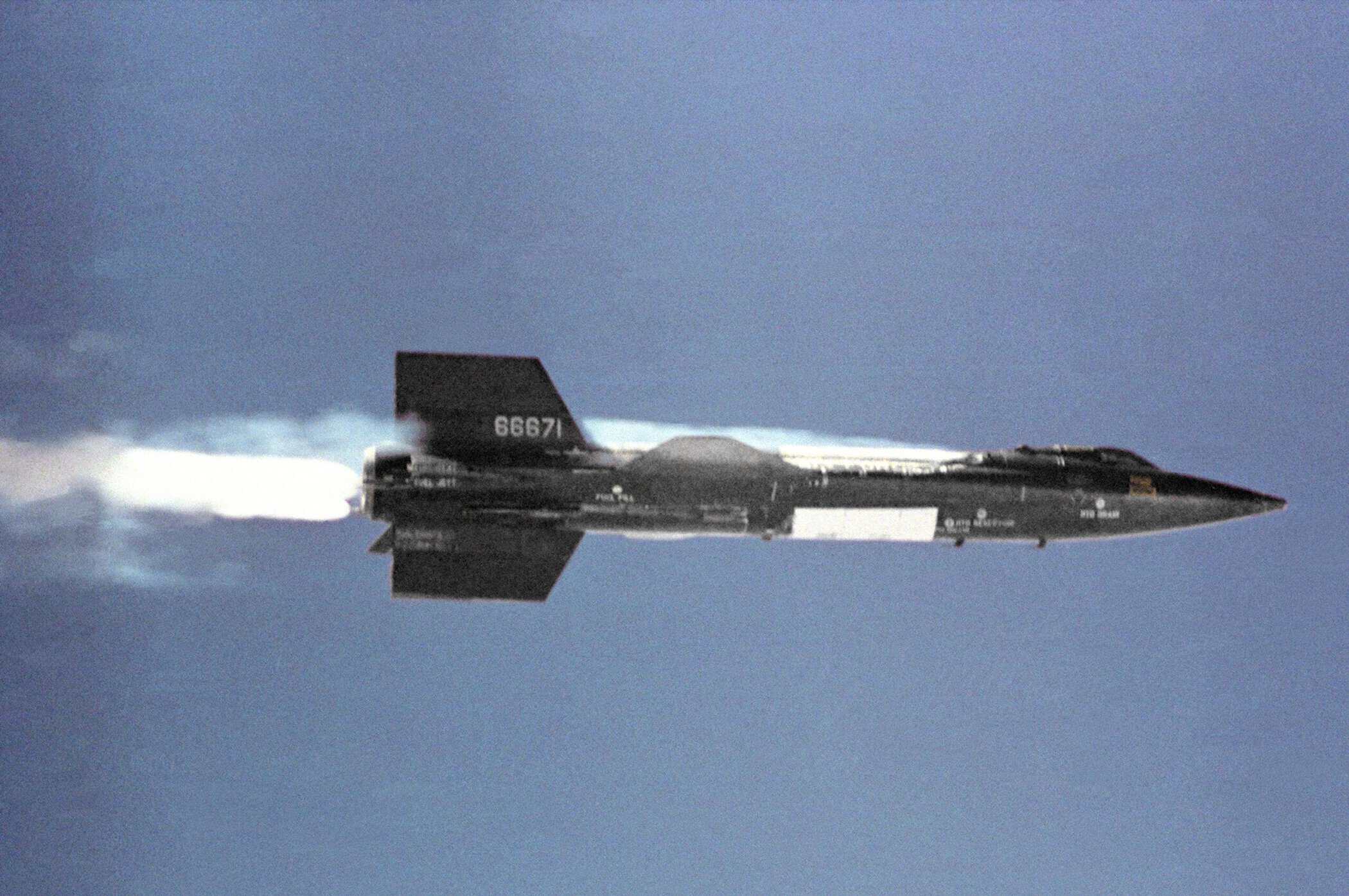 North American X-15 in powered flight with its rocket engine burning