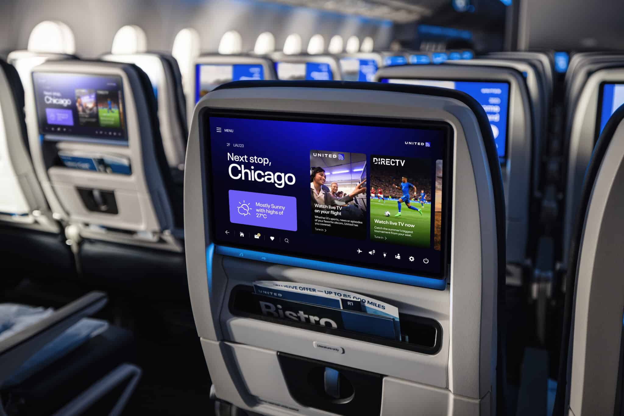 United A321XLR Economy Plus seatback