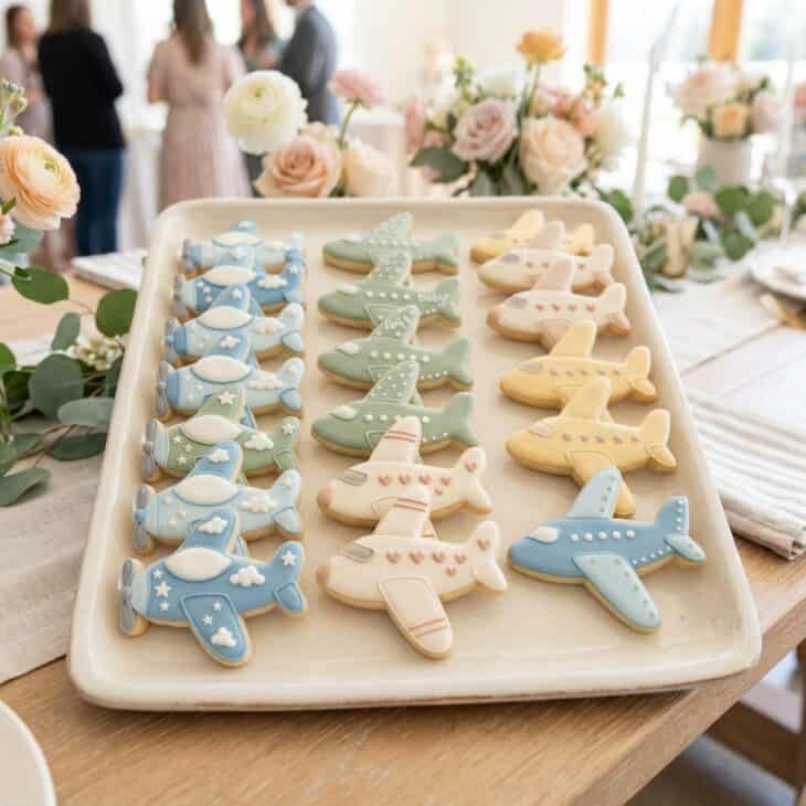 Pastel airplane cookies work as both dessert and edible decoration.
