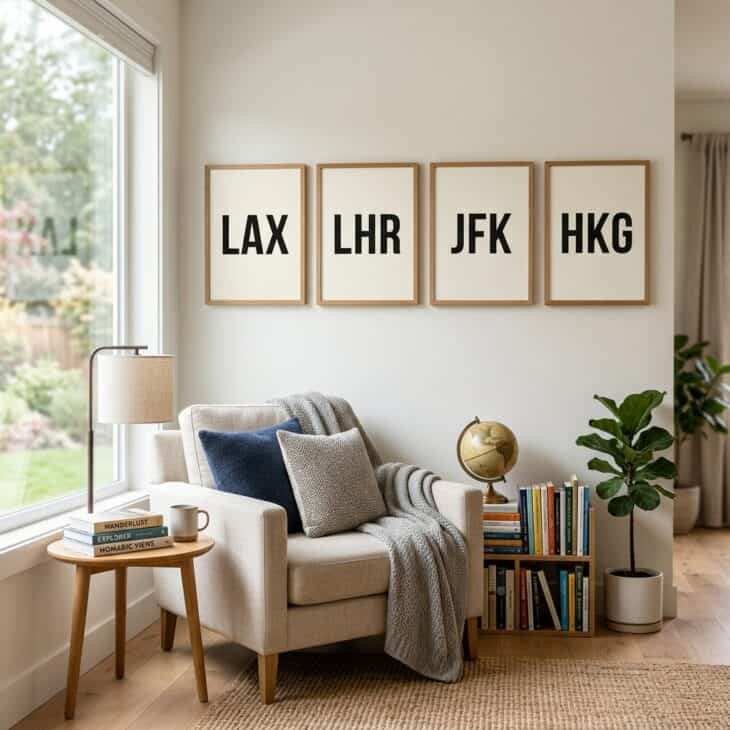 Bold three-letter airport code prints turn favorite destinations into graphic typography art.