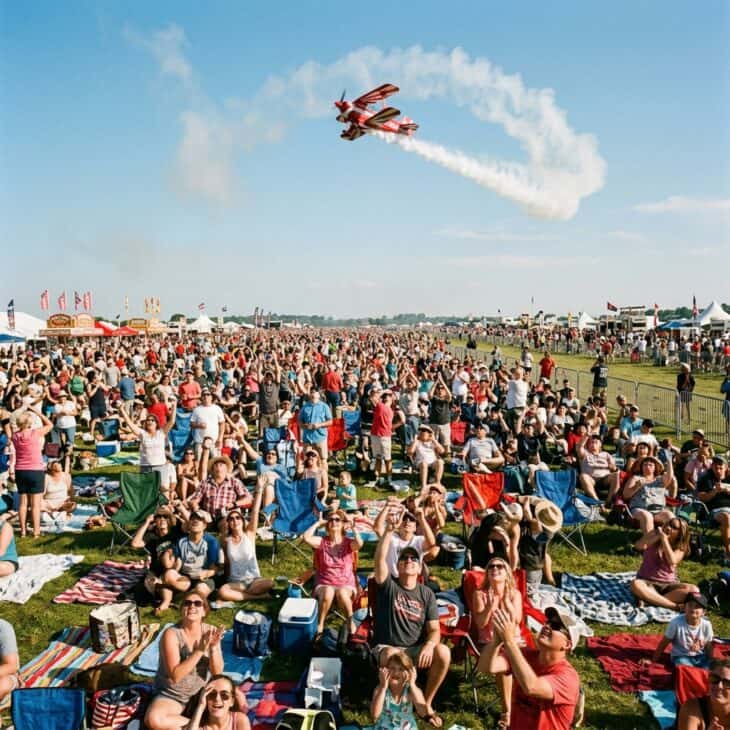 Bring a chair, sunscreen, and hearing protection, airshow days run long.