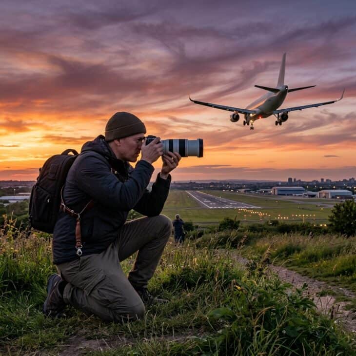 Golden hour at the approach end of the runway is when aviation photography looks its best.
