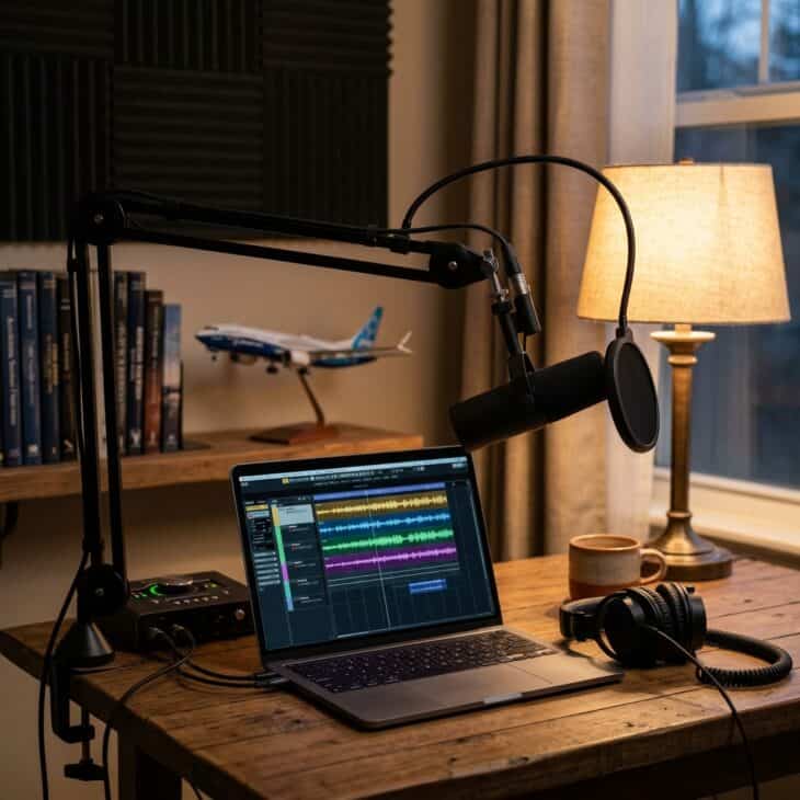 A decent microphone and a clear angle on a topic matter more than expensive equipment.