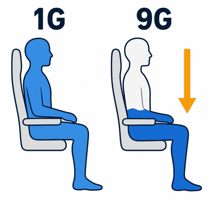 Under sustained positive G, blood pools in the lower body and the brain is the first organ to run short.