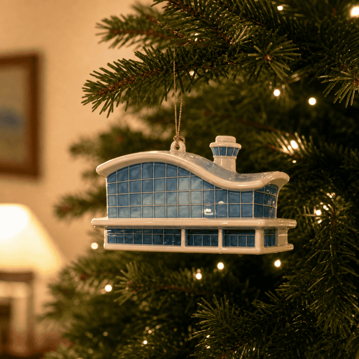 A glazed ceramic terminal building brings a different architectural shape to the tree.