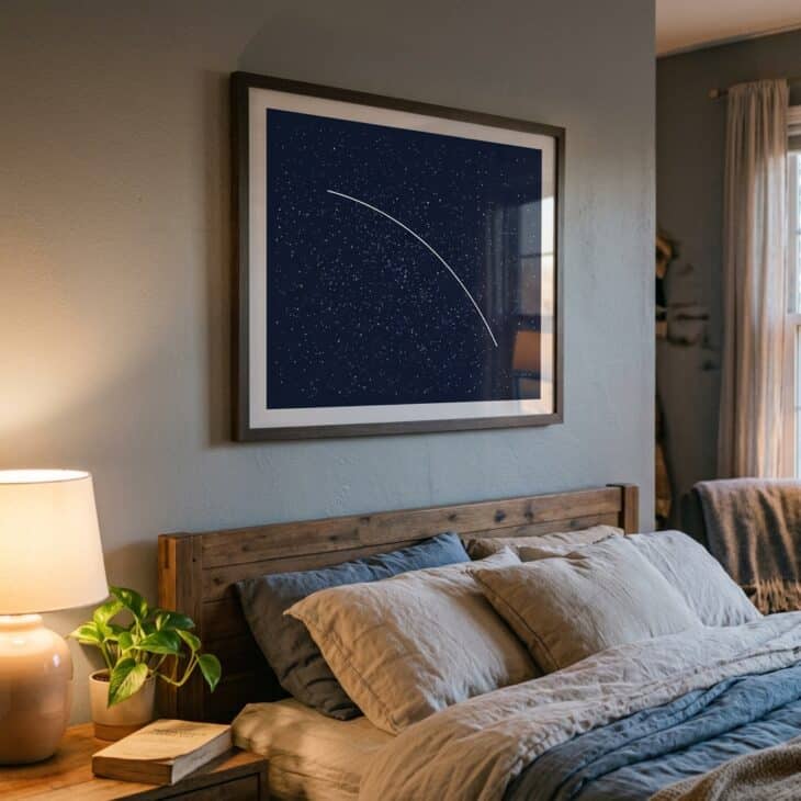 A star map turns the date and route of one specific flight into a piece of art.