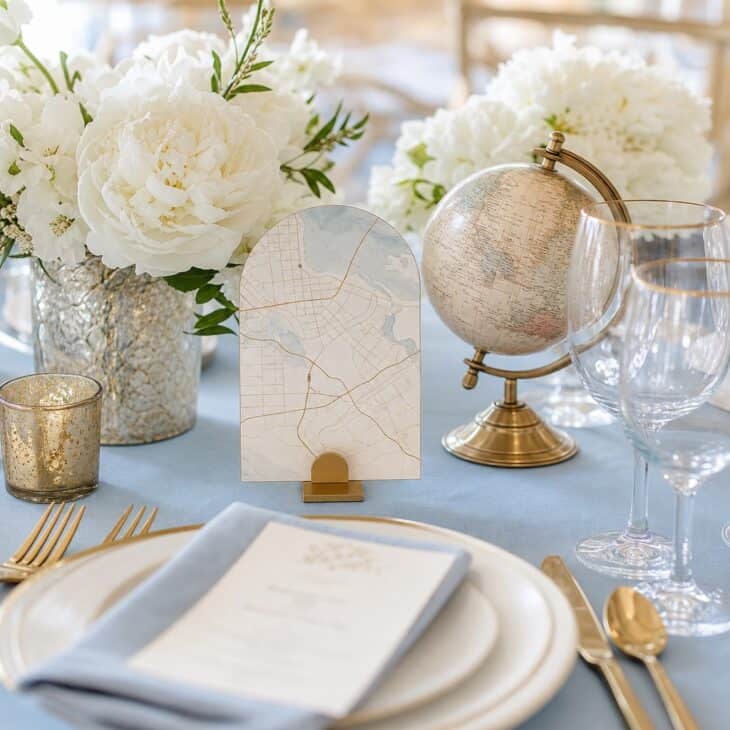 Destination cards turn table names into small pieces of travel-inspired art.