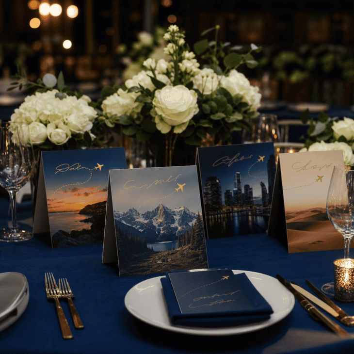 Destination names make each table part of the graduate's future map.