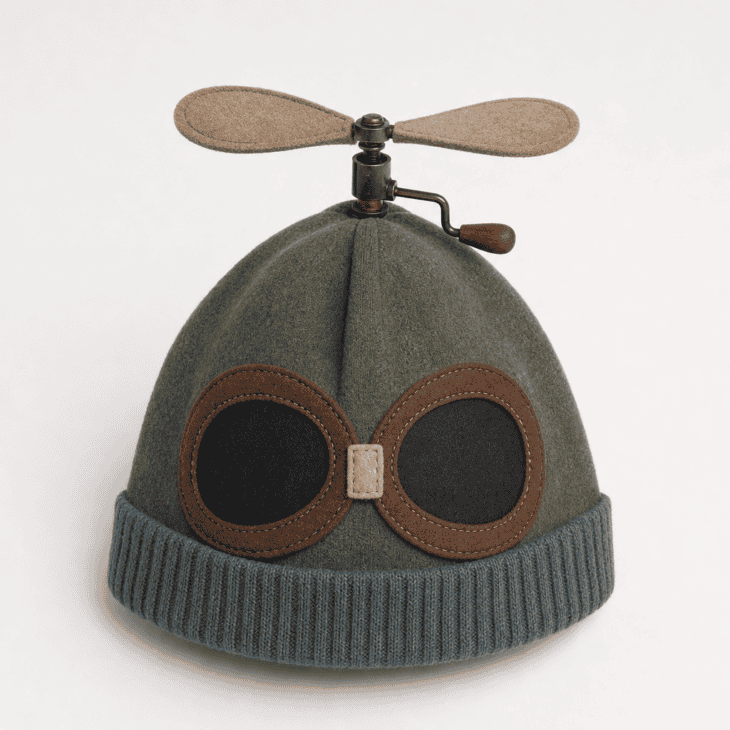 A knit beanie with a small swivel-mount propeller on top.
