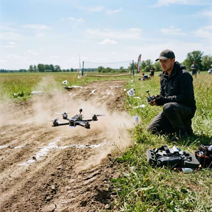 FPV goggles put you in the cockpit of a drone weaving through a low, tight course.