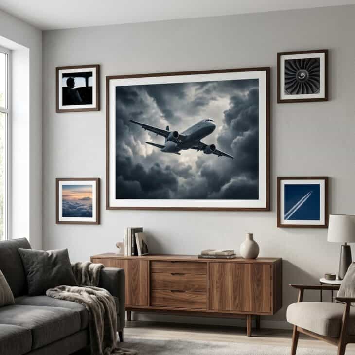 One dramatic hero photograph anchors four small satellite frames at its corners.