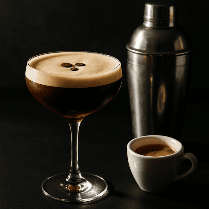 Hard shaking is what builds the pale foam cap on an espresso martini.