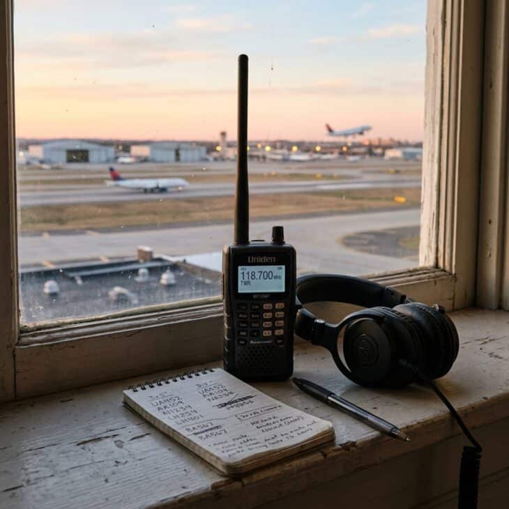 A handheld scanner turns the radio chatter over any nearby airport into a live soundtrack.