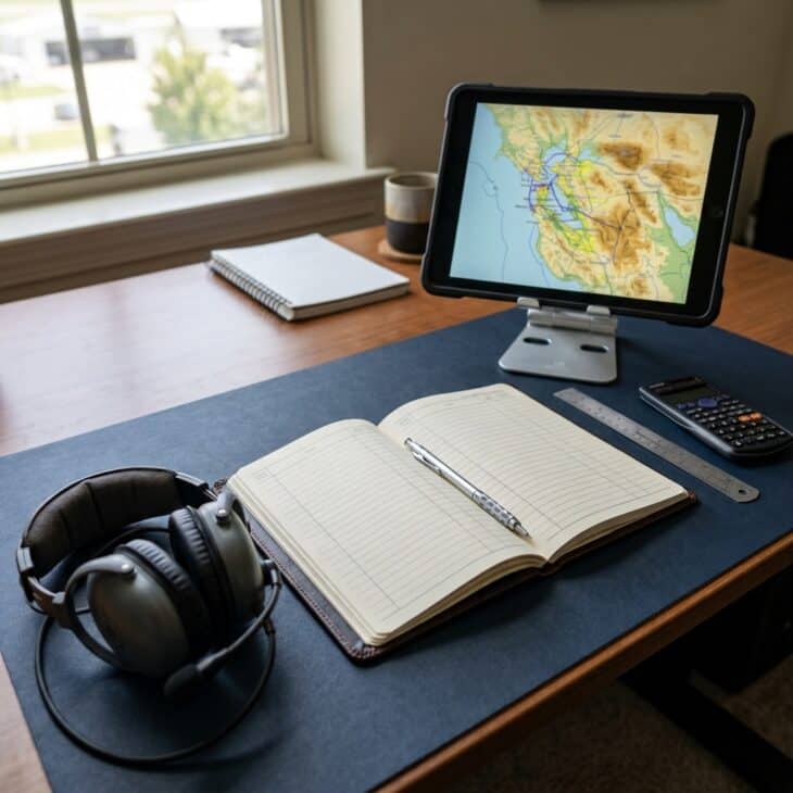 Defined zones keep planning tools, records, and digital references easy to reach.