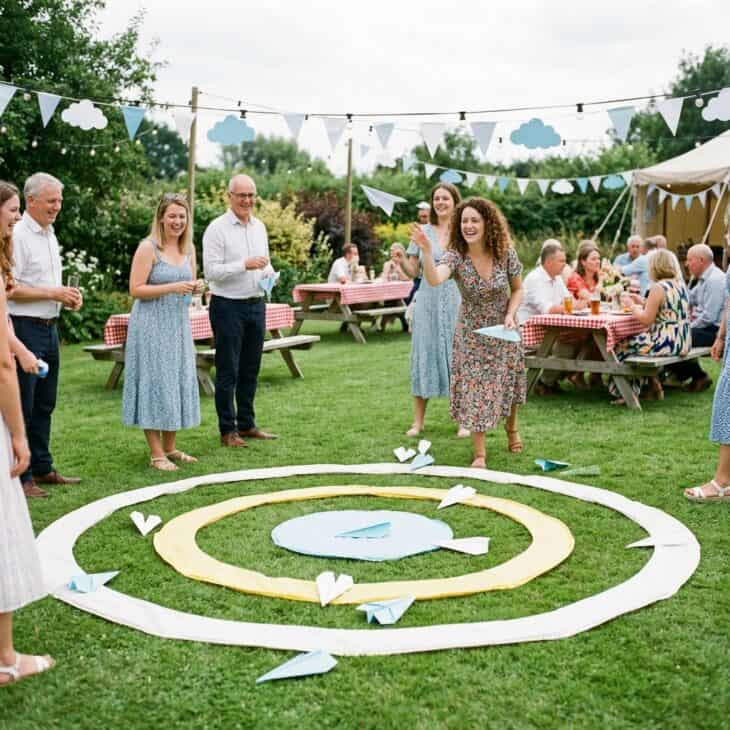 A simple landing target turns paper airplanes into an easy outdoor game.