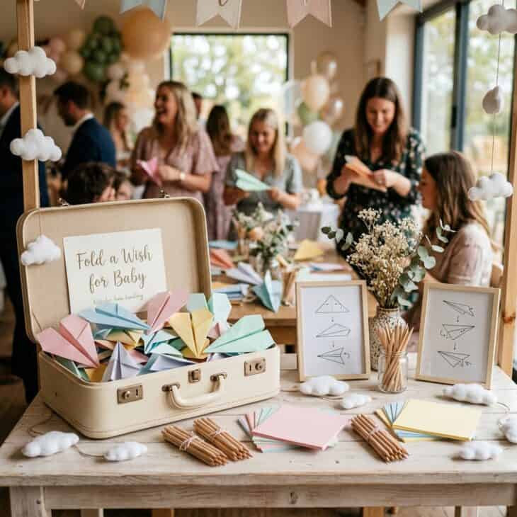 Folded paper airplanes turn written wishes into a playful keepsake collection.