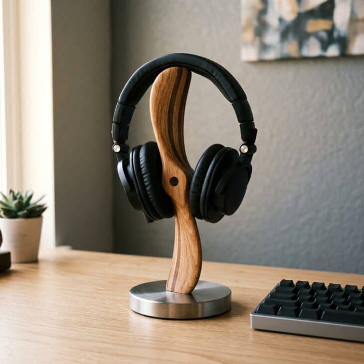 A small propeller form gives everyday headphones a dedicated aviation-themed landing place.