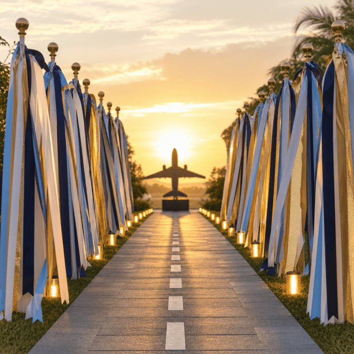 Reusable ribbon wands create movement and color for a clean send-off.
