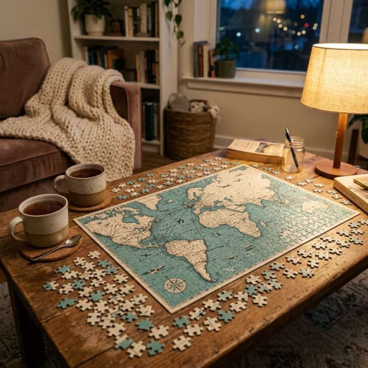 A slow puzzle night gives you hours of quiet conversation with something to show for it.