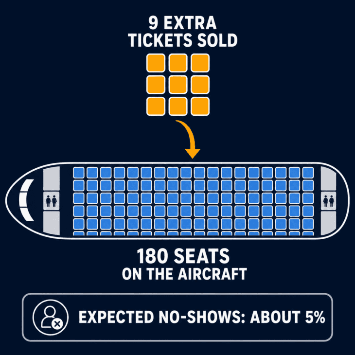 Airlines sell a calculated number of extra tickets to cover the passengers the model expects will never arrive.
