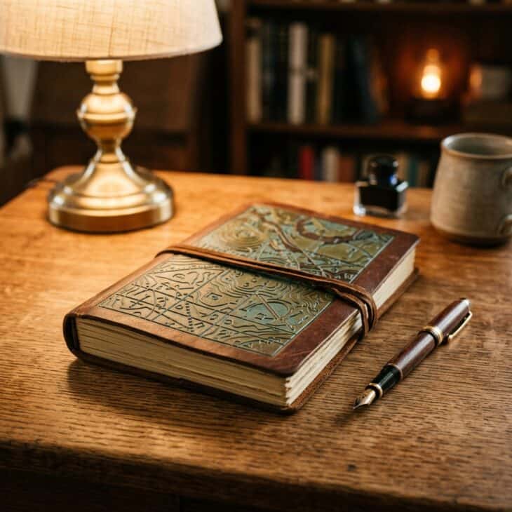 A chart-covered journal is a quiet gift for pilots and enthusiasts who like to write things down.