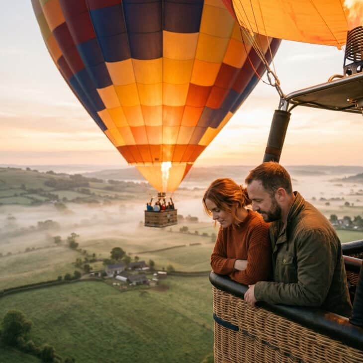 The basket is small enough that a sunrise balloon flight feels like a private moment above the clouds.