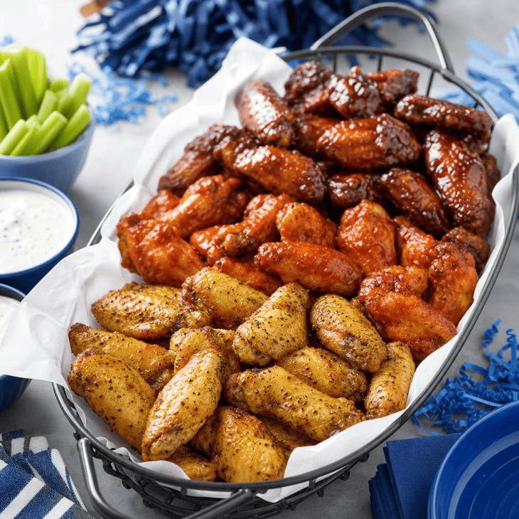 Chicken wings need no renamed shape to fit an aviation party.