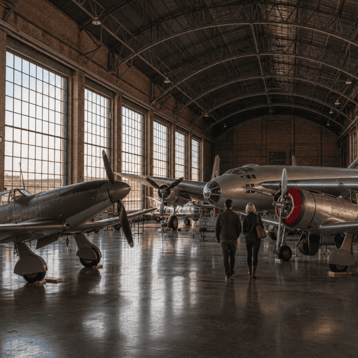 The collection fills a genuine 1930s hangar at the former Lowry airfield.