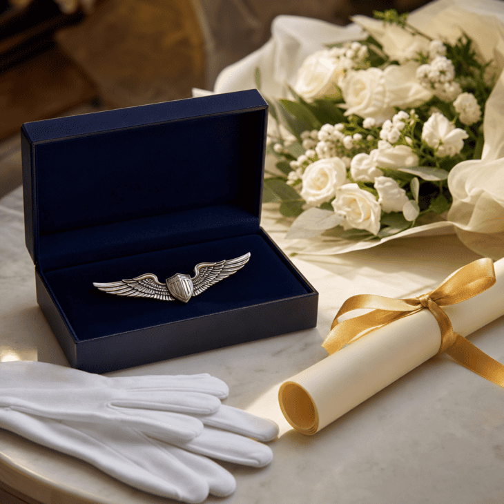 A dedicated wings presentation gives the graduate a meaningful ceremony moment.