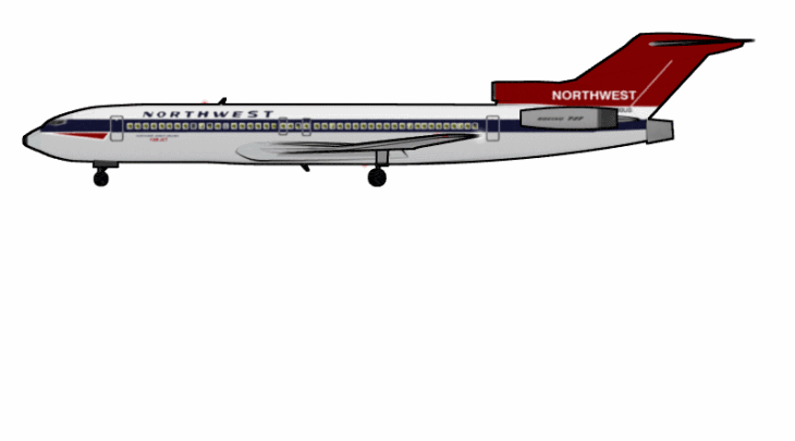 Animation showing how D. B. Cooper left the hijacked airplane