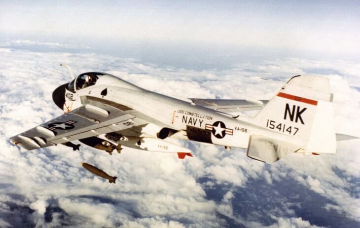 A-6A Intruder of VA-196 dropping bombs over Vietnam on 21 November 1968