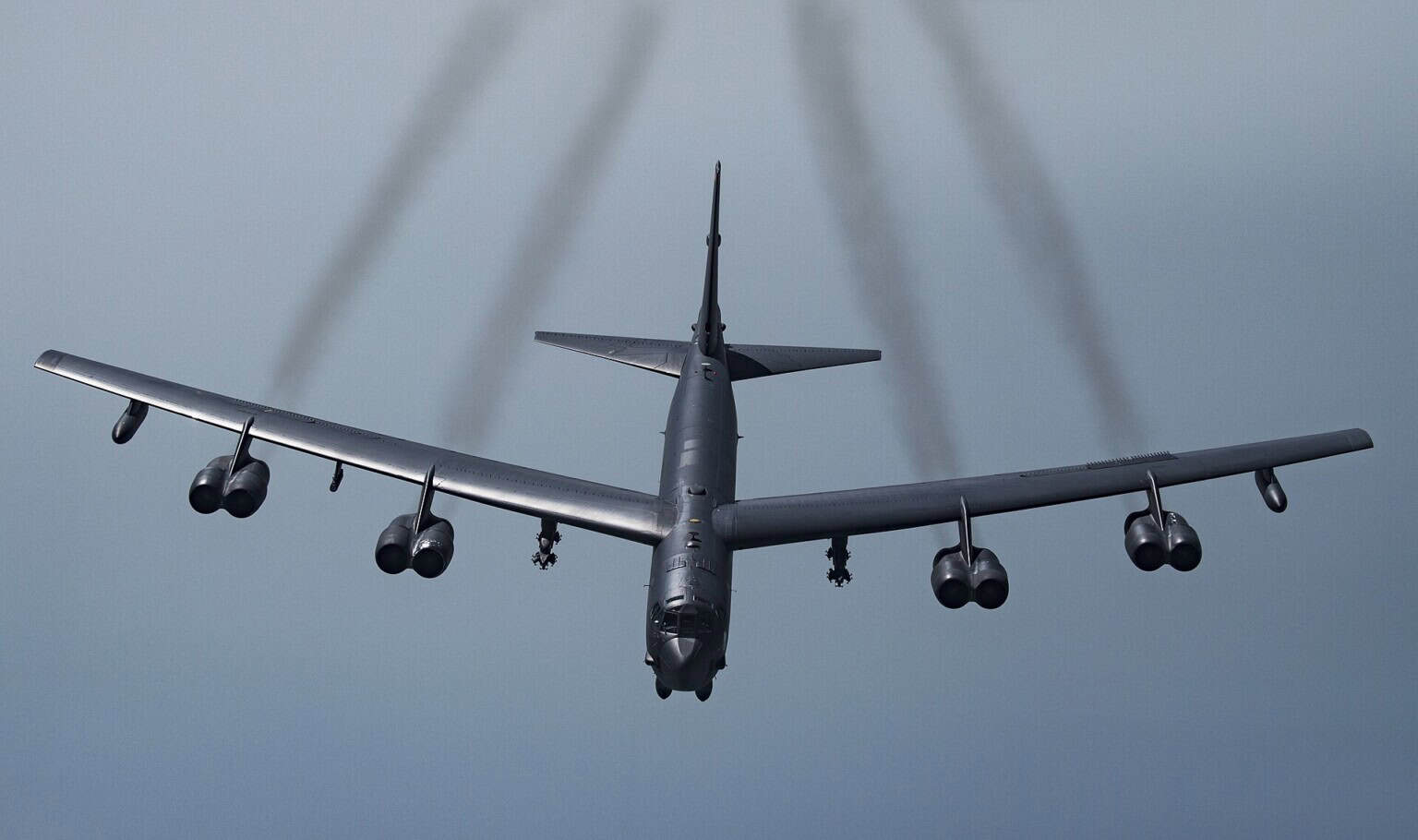 A Boeing B-52H Stratofortress in flight over the Persian Gulf