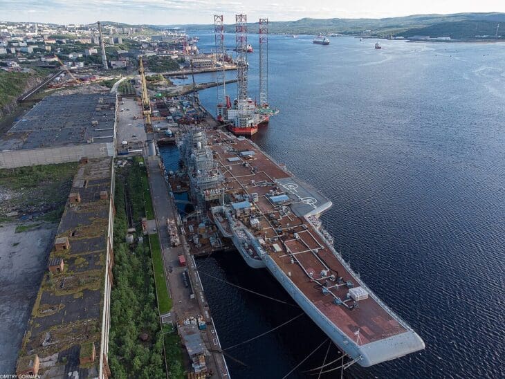 Admiral Kuznetsov in drydock in 2021