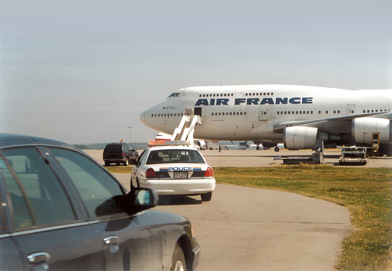 Air France Boeing 747 grounded at Gander International Airport on Sept. 11, 2001