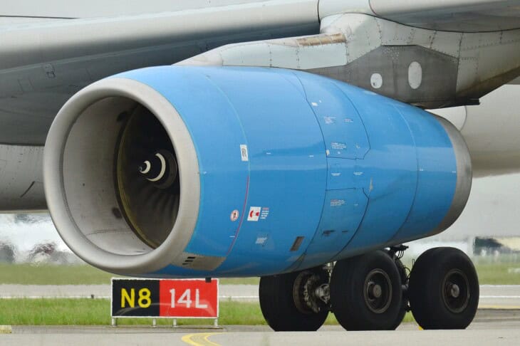 Rolls-Royce Trent 700 engine under the wing of an XL Airways France Airbus A330-200 at Toulouse