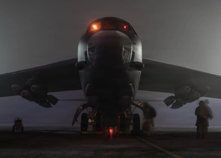 B-52H Stratofortress with AGM-158 JASSM cruise missiles during the 2026 Iran war, 4 March 2026