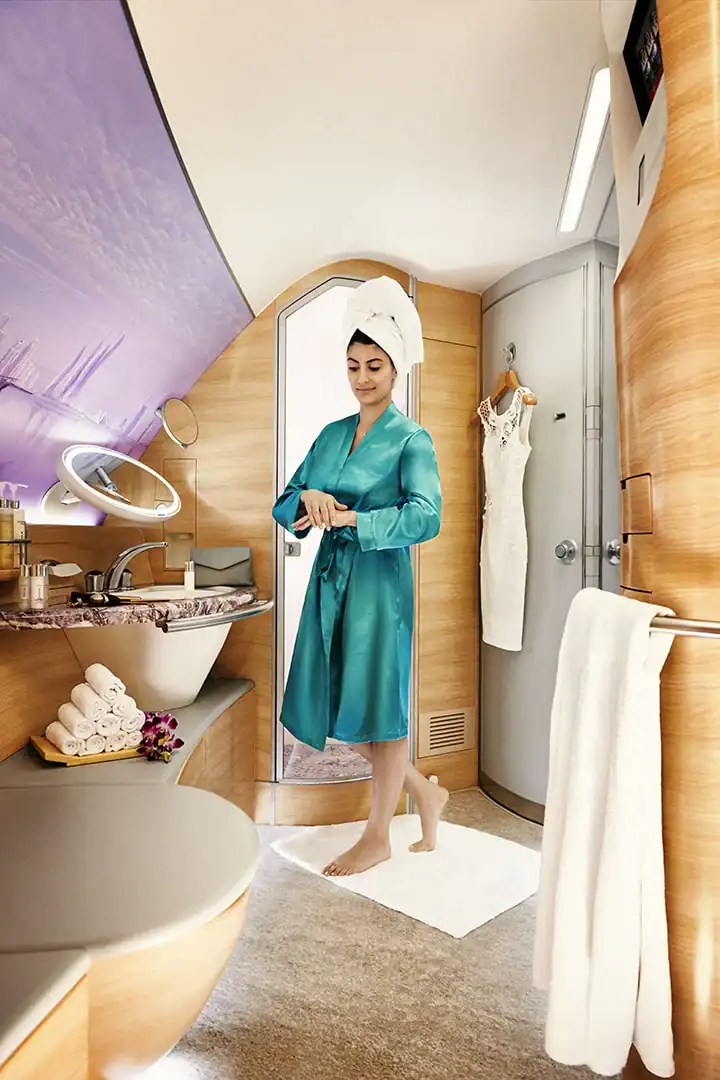 Emirates A380 first class shower spa