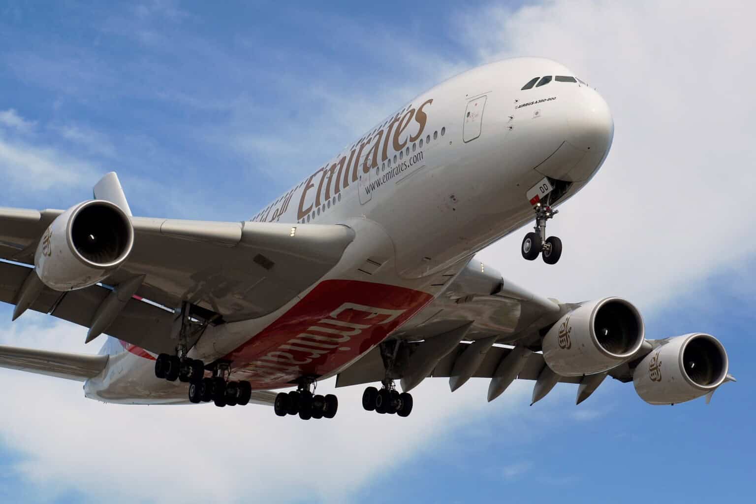 Emirates A380 on close final at Toronto Pearson Airport