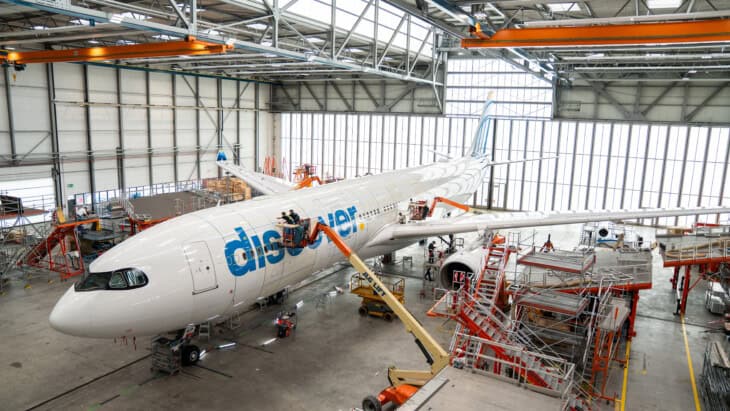 Lufthansa Technik AeroSHARK Discover Airlines Airbus A330 in hangar